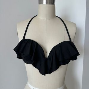 Zimmermann - Swim - Black frill bikini top (size 0)